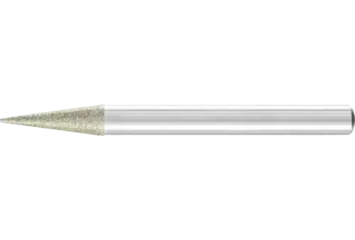 Diamentowa ściernica iglicowa Ø6 × 15°, trzpień Ø6 mm D126 (średnia) do fazowania / usuwania gratów / obniżania 1