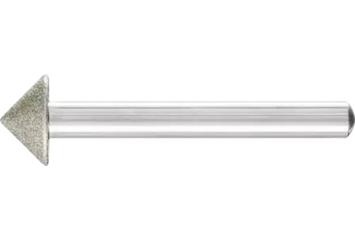 Diamentowa ściernica trzpieniowa iglica Ø 15 × 90° trzpień Ø 6 mm D126 (środek) do fazowania / usuwania gratów / obniżania 1
