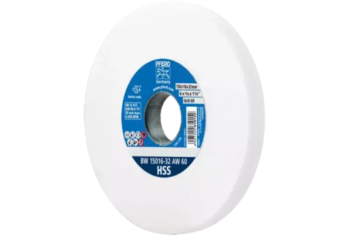 Kamień szlifierski Ø 150 × 16 mm otwór Ø 32 mm A60 do ostrzenia wierteł ze stali szybkotnącej HSS 1