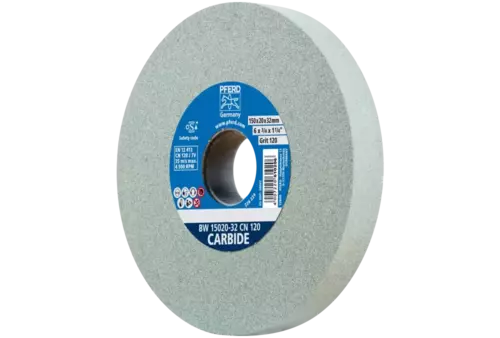 Kamień szlifierski Ø 150 × 20 mm otwór Ø 32 mm SiC120 do materiałów twardych, np. stopów twardych 1