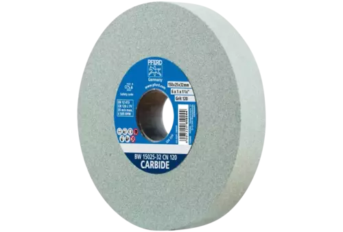 Kamień szlifierski Ø 150 × 25 mm otwór Ø 32 mm SiC120 do materiałów twardych, np. stopów twardych 1
