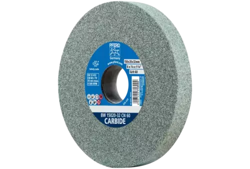 Kamień szlifierski Ø 150 × 20 mm otwór Ø 32 mm SiC60 do materiałów twardych, np. stopów twardych 1