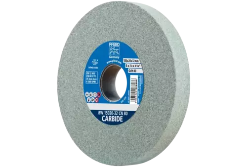 Kamień szlifierski Ø 150 × 20 mm otwór Ø 32 mm SiC80 do materiałów twardych, np. stopów twardych 1