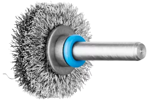 Szczotka tarczowa niepleciona INOX-TOTAL RBUIT Ø 30 × 6 mm trzpień Ø 6 mm drut ze stali nierdzewnej Ø 0,20 1