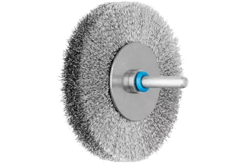 Szczotka tarczowa niepleciona INOX-TOTAL RBUIT Ø80 × 15 mm trzpień Ø6 mm drut ze stali nierdzewnej Ø0,15 1