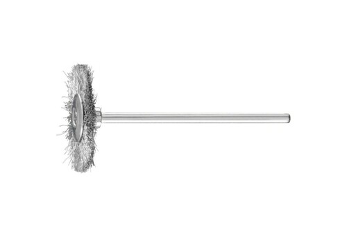 10 x Miniaturowa szczotka tarczowa RBU Ø22 x 2 mm trzpień Ø2,34 mm drut stalowy Ø0,10 1