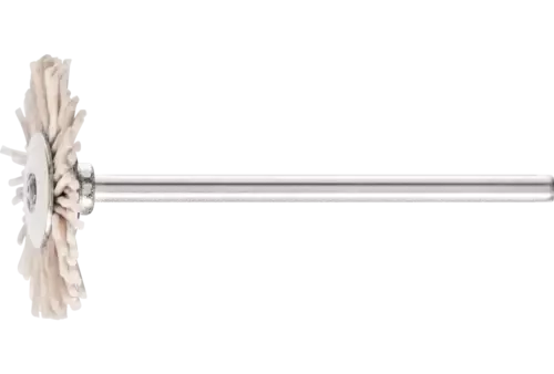 Miniaturowa szczotka tarczowa RBU Ø22 × 2 mm trzpień Ø2,34 mm włókno z tlenku glinu Ø0,50 mm ziarno 320 1