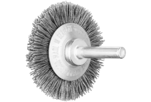 Szczotka tarczowa niepleciona RBU Ø50 × 4 mm trzpień Ø6 mm włókno SiC Ø0,55 mm ziarno 120 1