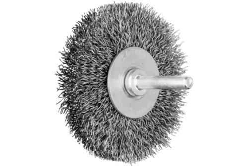 Szczotka tarczowa niepleciona RBU Ø70 × 10 mm trzpień Ø6 mm drut stalowy Ø0,30 1