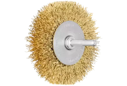 Szczotka tarczowa niepleciona RBU Ø80 × 15 mm trzpień Ø6 mm drut mosiężny Ø0,30 1