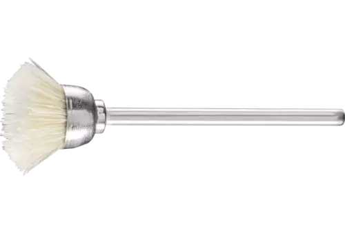 Miniaturowa szczotka garnkowa TBU Ø15 mm trzpień Ø2,34 mm biała szczecina 1