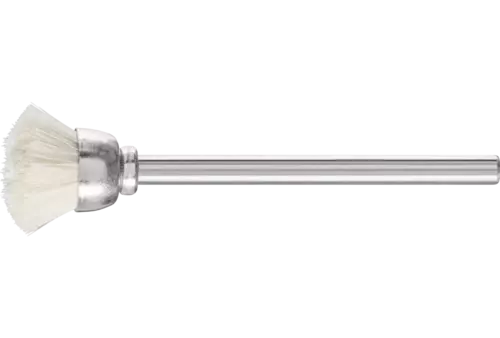 Miniaturowa szczotka garnkowa TBU Ø15 mm trzpień Ø3 mm białe włosie kozie 1