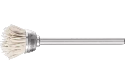 Miniaturowa szczotka garnkowa TBU Ø18 mm trzpień Ø3 mm włókno z tlenku glinu Ø0,30 ziarno 600 1