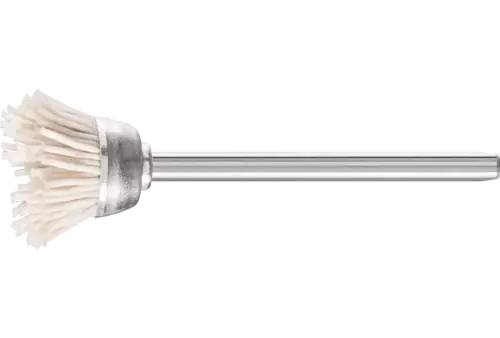 Miniaturowa szczotka garnkowa TBU Ø 18 mm trzpień Ø 3 mm włókno z tlenku glinu Ø 0,50 mm ziarno 320 1