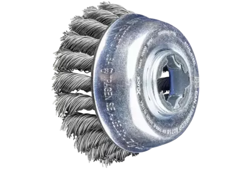 Szczotka garnkowa pleciona TBG Ø 80 mm, otwór 22,2 mm/X-LOCK drut ze stali Ø 0,50 mm do szlifierki kątowej 1