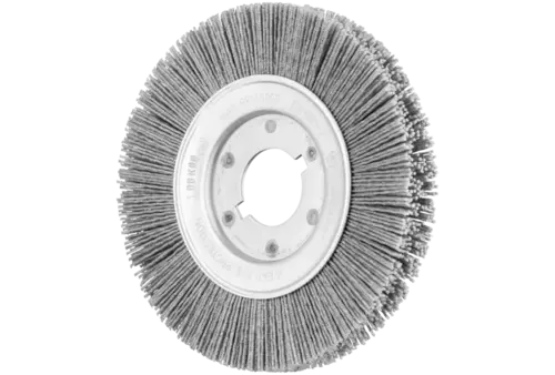 Szczotka tarczowa wąska niepleciona RBU Ø150 × 16x zmienny otwór, włókno SiC Ø1,00 mm ziarno 80 1