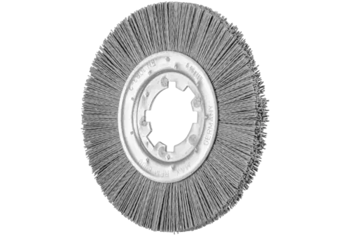 Szczotka tarczowa niepleciona RBU Ø200 × 13 × 50,8 mm otwór, włókno SiC Ø0,90 ziarno 180, stacjonarna 1