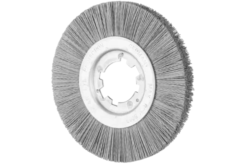 Szczotka tarczowa niepleciona RBU Ø200 × 13 × 50,8 mm otwór, włókno SiC Ø0,55 mm, ziarno 320, stacjonarna 1