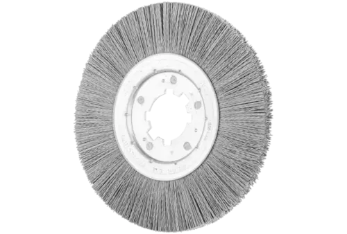 Szczotka tarczowa niepleciona RBU Ø 250 × 15 × 50,8 mm otwór, włókno SiC Ø 0,55 mm, ziarno 320, stacjonarna 1