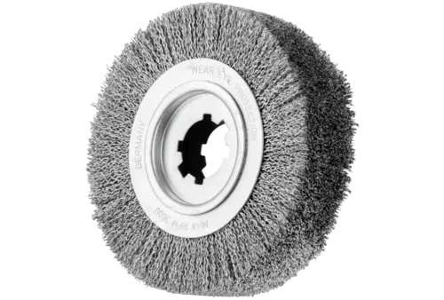 Szczotka do usuwania gratów, niepleciona RBU Ø250 × 60 × 50,8 mm, otwór, drut pleciony ze stali nierdzewnej Ø0,35 mm 1