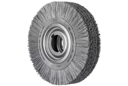 Szczotka do usuwania gratów, niepleciona RBU Ø250 × 60 × 50,8 mm, otwór, włókno SiC Ø1,10 mm, ziarno 120, stacjonarna 1