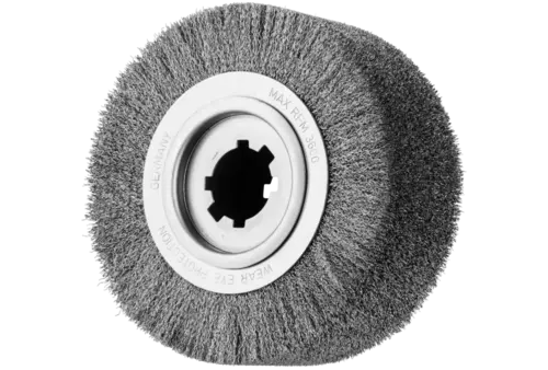 Szczotka do usuwania gratów, niepleciona RBU Ø250 × 100 × 50,8 mm, otwór, drut ze stali nierdzewnej Ø0,35 mm, stacjonarna 1