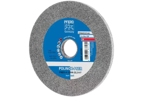 Dysk z włókniny prasowanej POLINOX PNER Ø 125 × 6 mm do otworu Ø 22,23 mm twardy A drobnoziarnisty do wykańczania 1