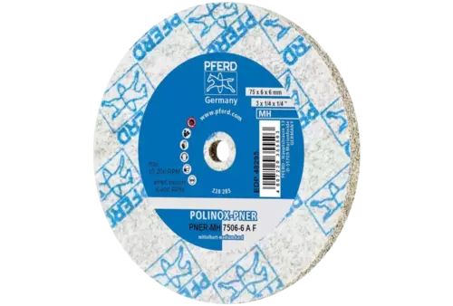 Dysk z włókniny prasowanej POLINOX PNER Ø 75X6 mm do otworu Ø 6 mm średnio twardy A drobnoziarnisty do wykańczania 1