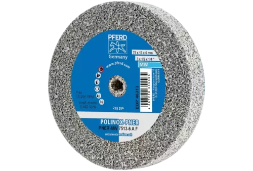 Dysk z włókniny prasowanej POLINOX PNER Ø 75 × 13 mm do otworu Ø 6 mm średnio miękki A drobnoziarnisty do wykańczania 1