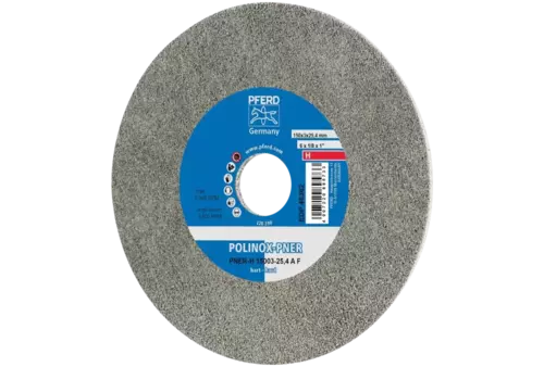 Dysk z włókniny prasowanej POLINOX PNER Ø 150 × 3 mm do otworu Ø 25,4 mm twardy A drobnoziarnisty do wykańczania 1