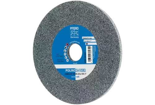 Dysk z włókniny prasowanej POLINOX PNER Ø 150 × 6 mm do otworu Ø 25,4 mm miękki SIC drobnoziarnisty do wykańczania 1