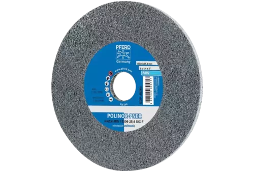 Dysk z włókniny prasowanej POLINOX PNER Ø 150 × 6 mm do otworu Ø 25,4 mm średnio miękki SIC drobnoziarnisty do wykańczania 1