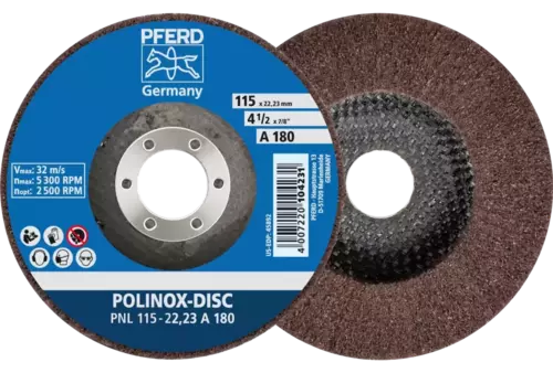 Dysk z włókniny POLINOX PNL Ø 115 mm do otworu Ø 22,23 mm A180 do szlifu dokładnego i wykańczania 1