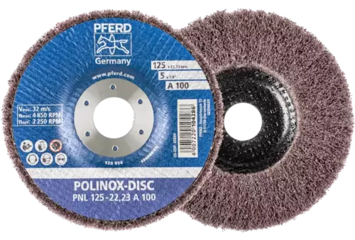 Dysk z włókniny POLINOX PNL Ø 125 mm do otworu Ø 22,23 mm A100 do szlifu dokładnego i wykańczania 1