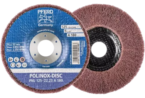 Dysk z włókniny POLINOX PNL Ø 125 mm do otworu Ø 22,23 mm A180 do szlifu dokładnego i wykańczania 1