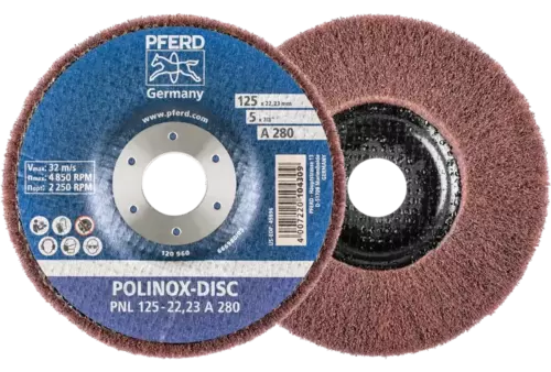 Dysk z włókniny POLINOX PNL Ø 125 mm do otworu Ø 22,23 mm A280 do szlifu dokładnego i wykańczania 1