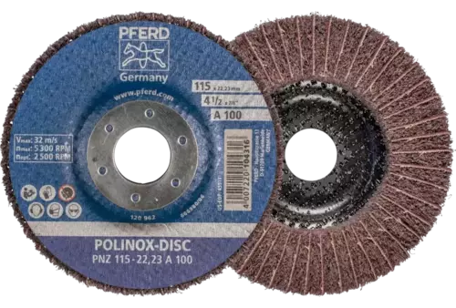 Dysk z włókniny POLINOX PNZ Ø 115 mm do otworu Ø 22,23 mm A100 do szlifu dokładnego i wykańczania 1