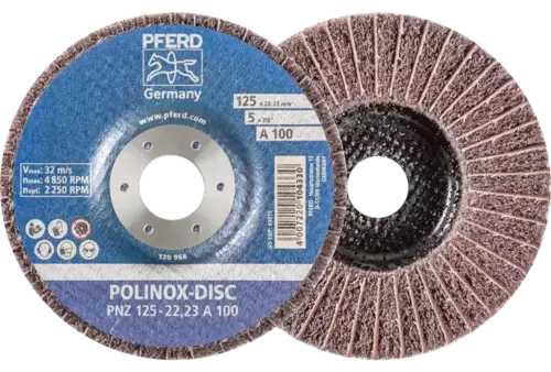 Dysk z włókniny POLINOX PNZ Ø 125 mm do otworu Ø 22,23 mm A100 do szlifu dokładnego i wykańczania 1