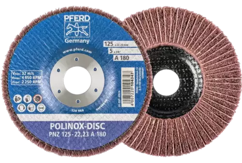 Dysk z włókniny POLINOX PNZ Ø 125 mm do otworu Ø 22,23 mm A180 do szlifu dokładnego i wykańczania 1
