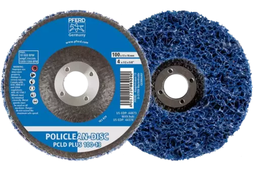 Włóknina czyszcząca POLICLEAN PLUS PCLD Ø100 × 13 mm otwór Ø16 mm do zgrubnych prac czyszczących 1