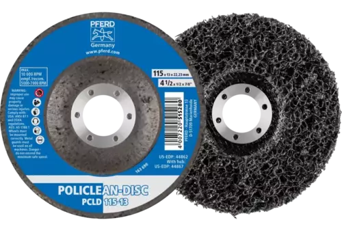 Włóknina czyszcząca POLICLEAN PCLD Ø115 × 13 mm otwór Ø22,3 mm do zgrubnych prac czyszczących 1
