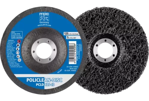 Włóknina czyszcząca POLICLEAN PCLD Ø 125 × 13 mm otwór Ø 22,3 mm do zgrubnych prac czyszczących 1