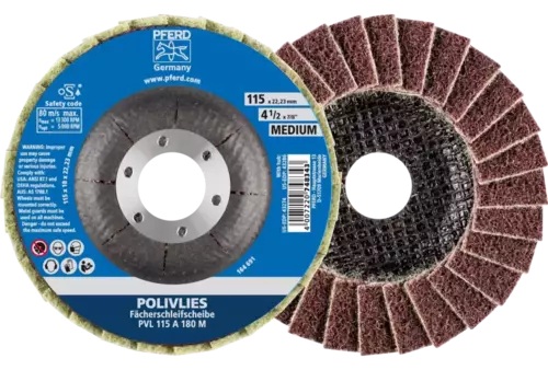 Ściernica włókninowa POLIVLIES PVL Korund Ø115 mm otwór 22,23 mm A180M do szlifu dokładnego 1