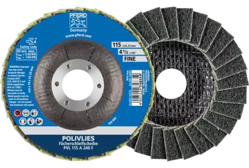 Ściernica włókninowa POLIVLIES PVL Korund Ø115 mm otwór 22,23 mm A240F do szlifu dokładnego 1