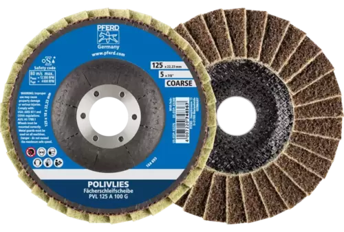 Ściernica włókninowa POLIVLIES PVL Korund Ø 125 mm otwór 22,23 mm A100G do szlifu dokładnego 1