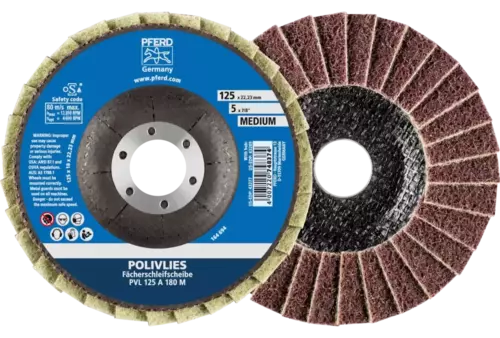 Ściernica włókninowa POLIVLIES PVL Korund Ø 125 mm otwór 22,23 mm A180M do szlifu dokładnego 1