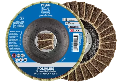 Ściernica włókninowa POLIVLIES PVL Korund Ø115 mm otwór 22,23 mm / X-LOCK A100G do szlifu dokładnego 1