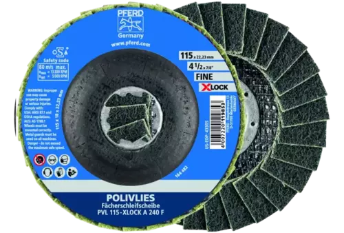 Ściernica włókninowa POLIVLIES PVL Korund Ø115 mm otwór 22,23 mm / X-LOCK A240F do szlifu dokładnego 1