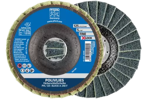 Ściernica włókninowa POLIVLIES PVL Korund Ø 125 mm otwór 22,23 mm / X-LOCK A240F do szlifu dokładnego 1