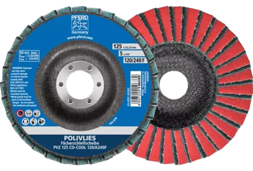 Ściernica włókninowa POLIVLIES PVZ ceramiczna Ø 125 mm otwór 22,23 mm CO-COOL120/A240F do szlifu dokładnego 1